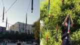 В тбилисском парке демонтировали декорацию из зонтов в цветах радуги