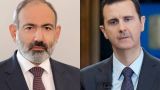 Пашинян поздравил Асада: Армения готова поддержать Сирию в сложный для неë период