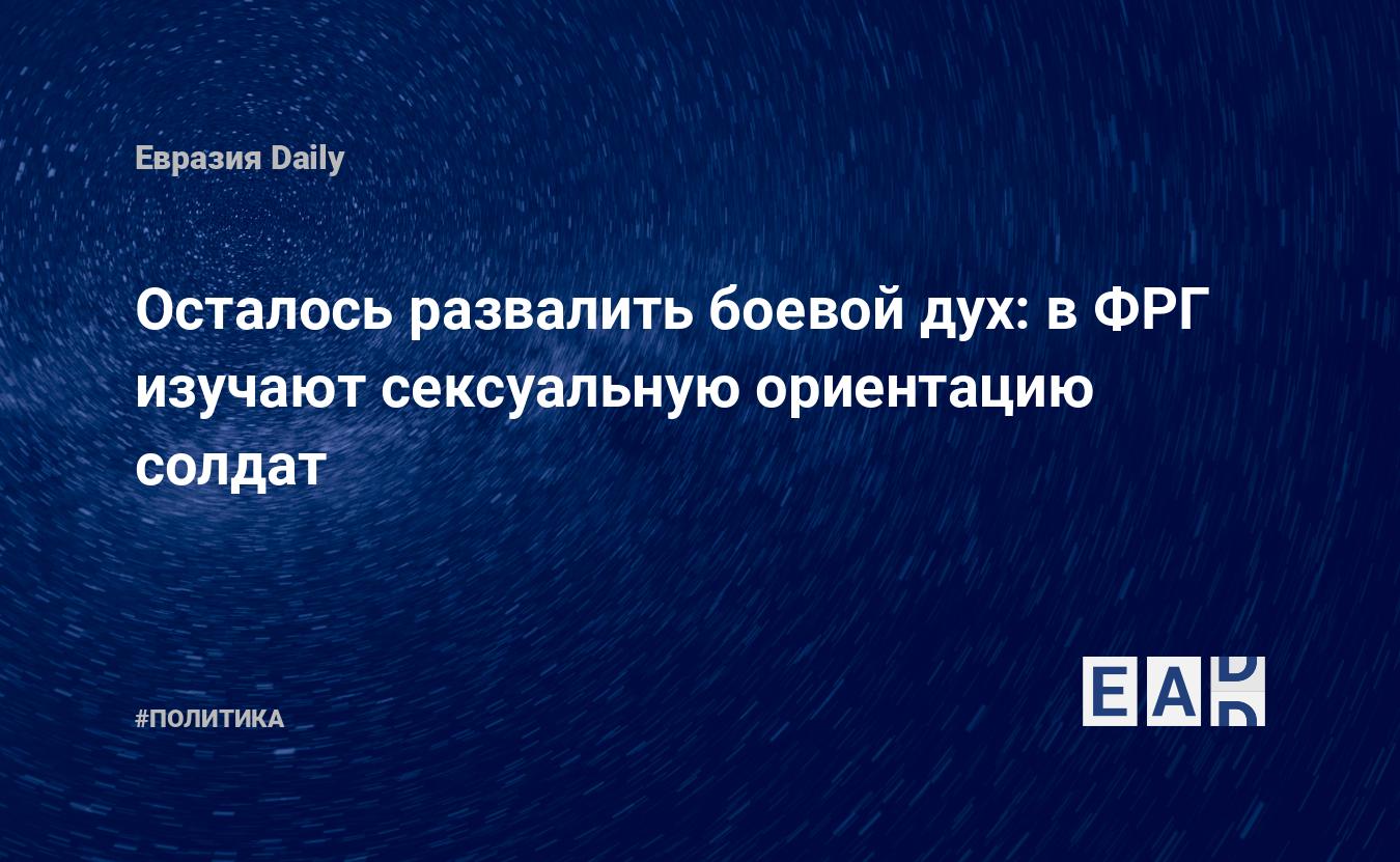 Осталось развалить боевой дух: в ФРГ изучают сексуальную ориентацию солдат  — EADaily, 15 мая 2019 — Новости политики, Новости Европы